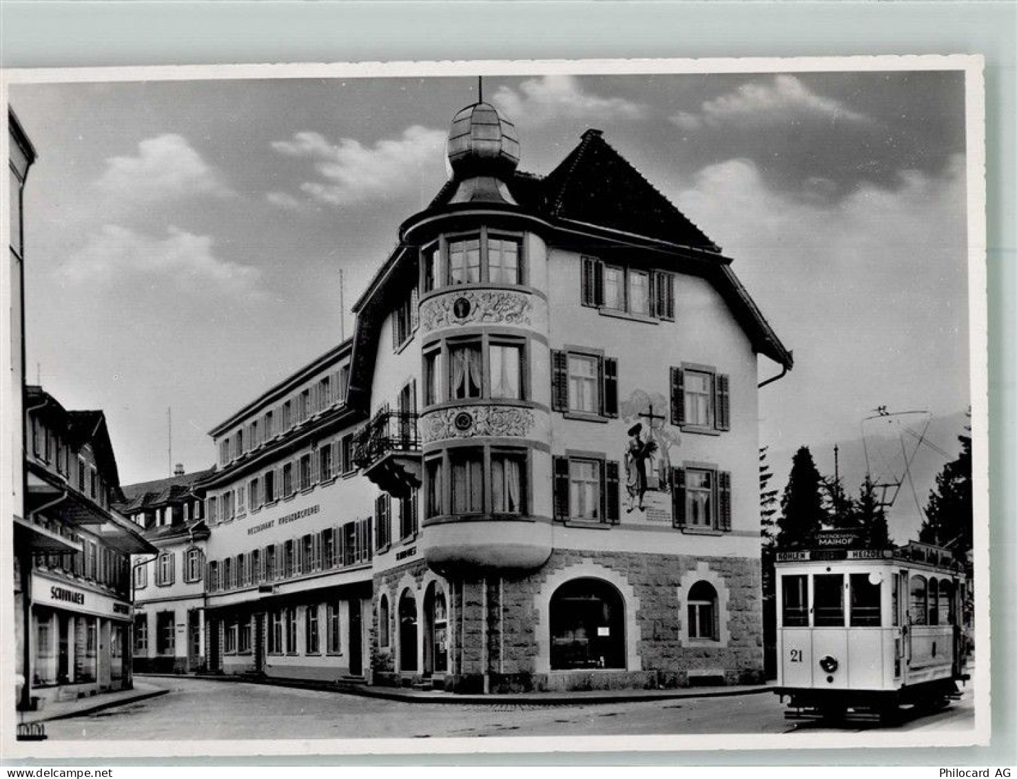 6010 Kriens Foto AK Straßenbahn Geschäft Kreuzbäckerei - 13312341