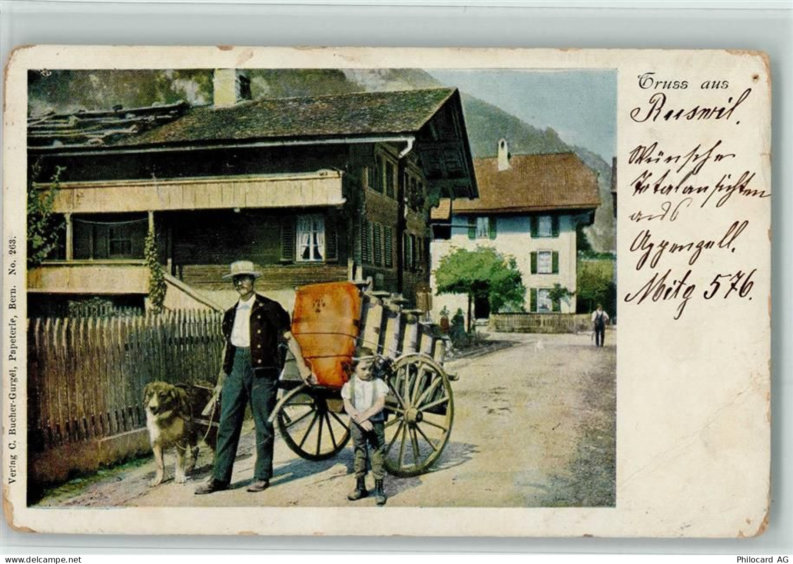6017 Ruswil 1900 Gebrauchsspuren Hundekarren, AK - 13098272