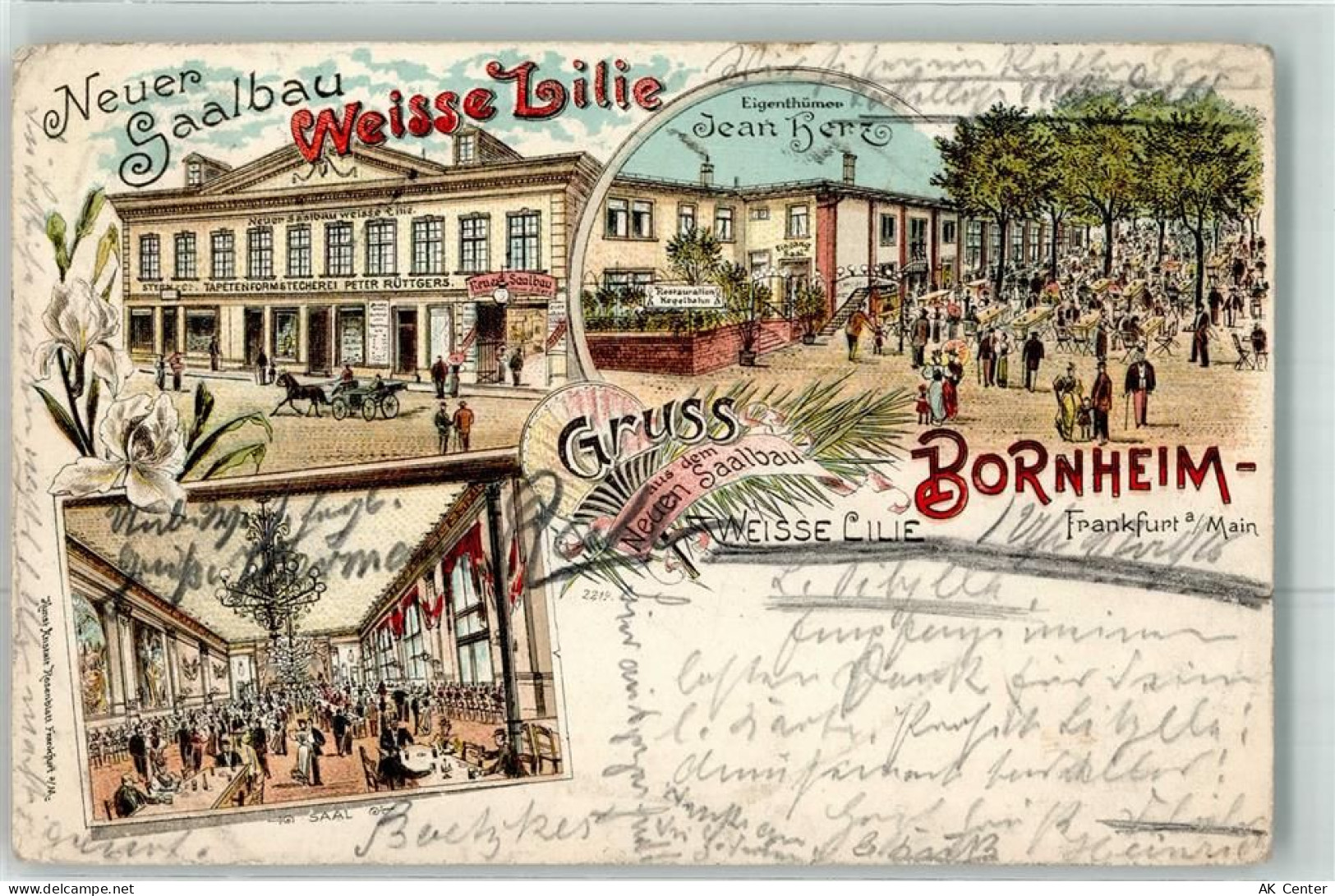 60308 W6000 Bornheim 1897 Gebrauchsspuren Gasthaus Neuer Saalbau Weisse ... - 13621753
