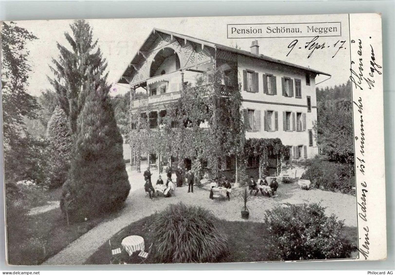 6045 Meggen 1917 Foto AK Pension Schönau - 13597762