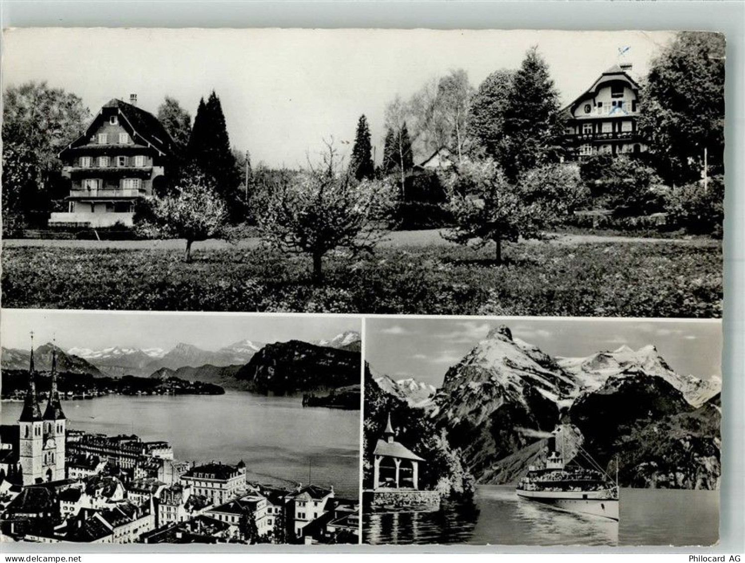 6045 Meggen 1962 Gebrauchsspuren Dampfschiff Pension Sonnrain - 38222462