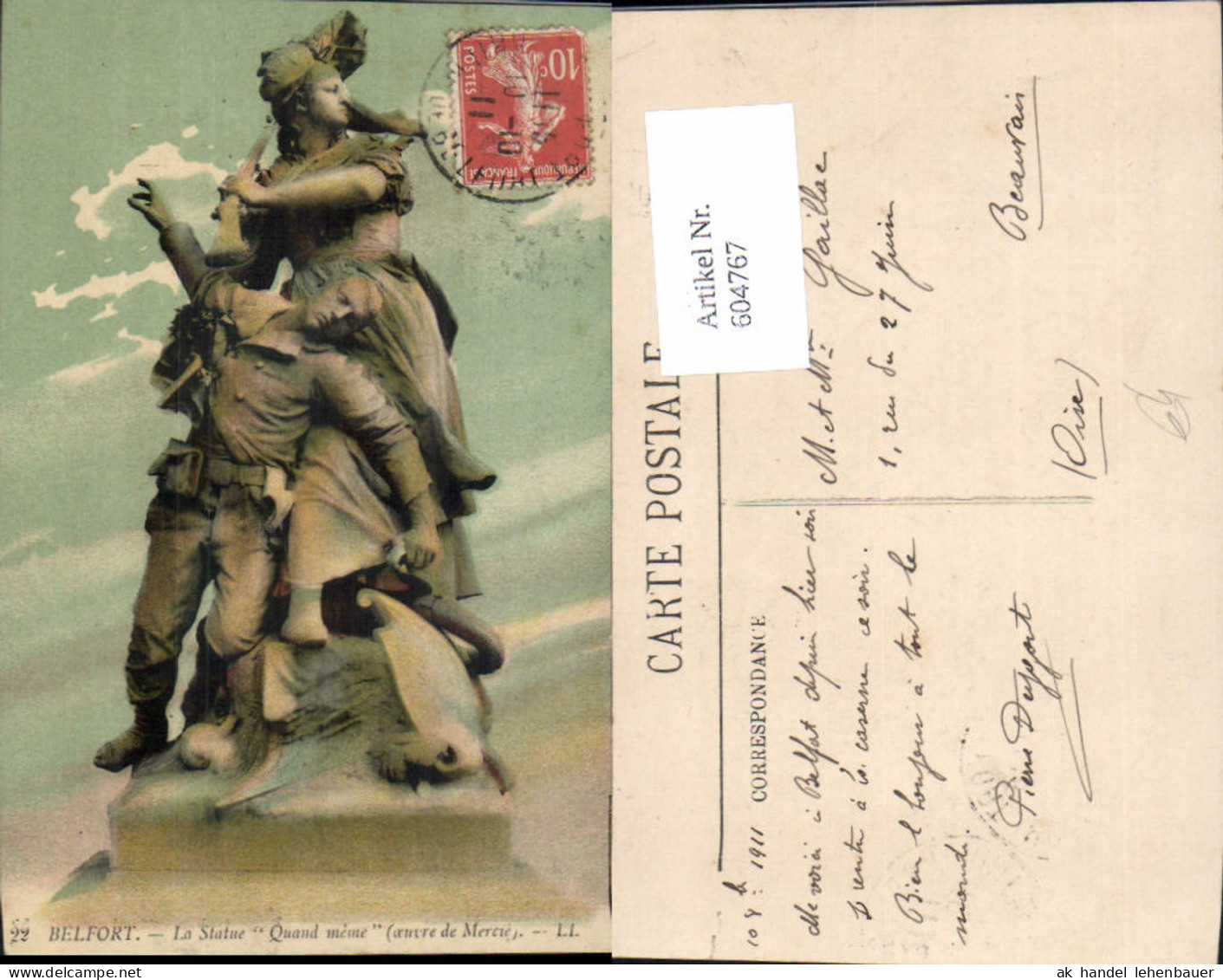 604767,Belfort La Statue Quand meme Statue France