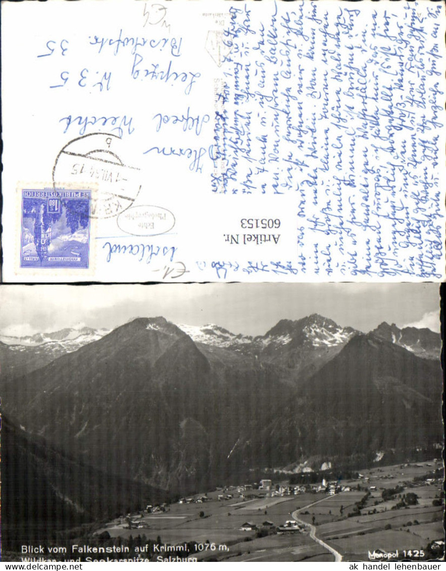 605153,Foto Ak Krimml Blick v. Falkenstein a. Krimml Wildkar- u. Seekarspitze