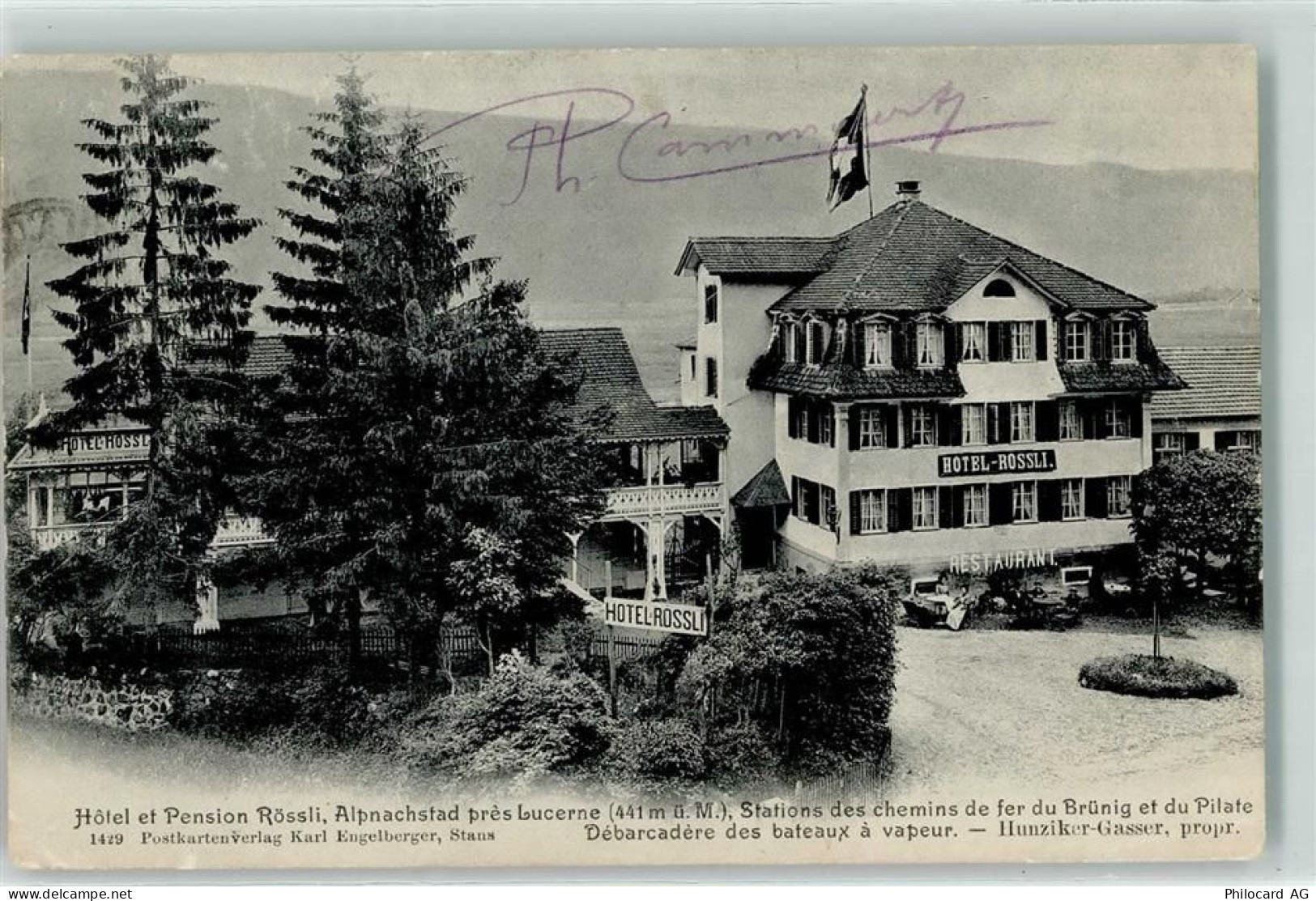 6055 Alpnach Dorf 1906 Gebrauchsspuren Hotel RössliStations des chemins ... - 13251586