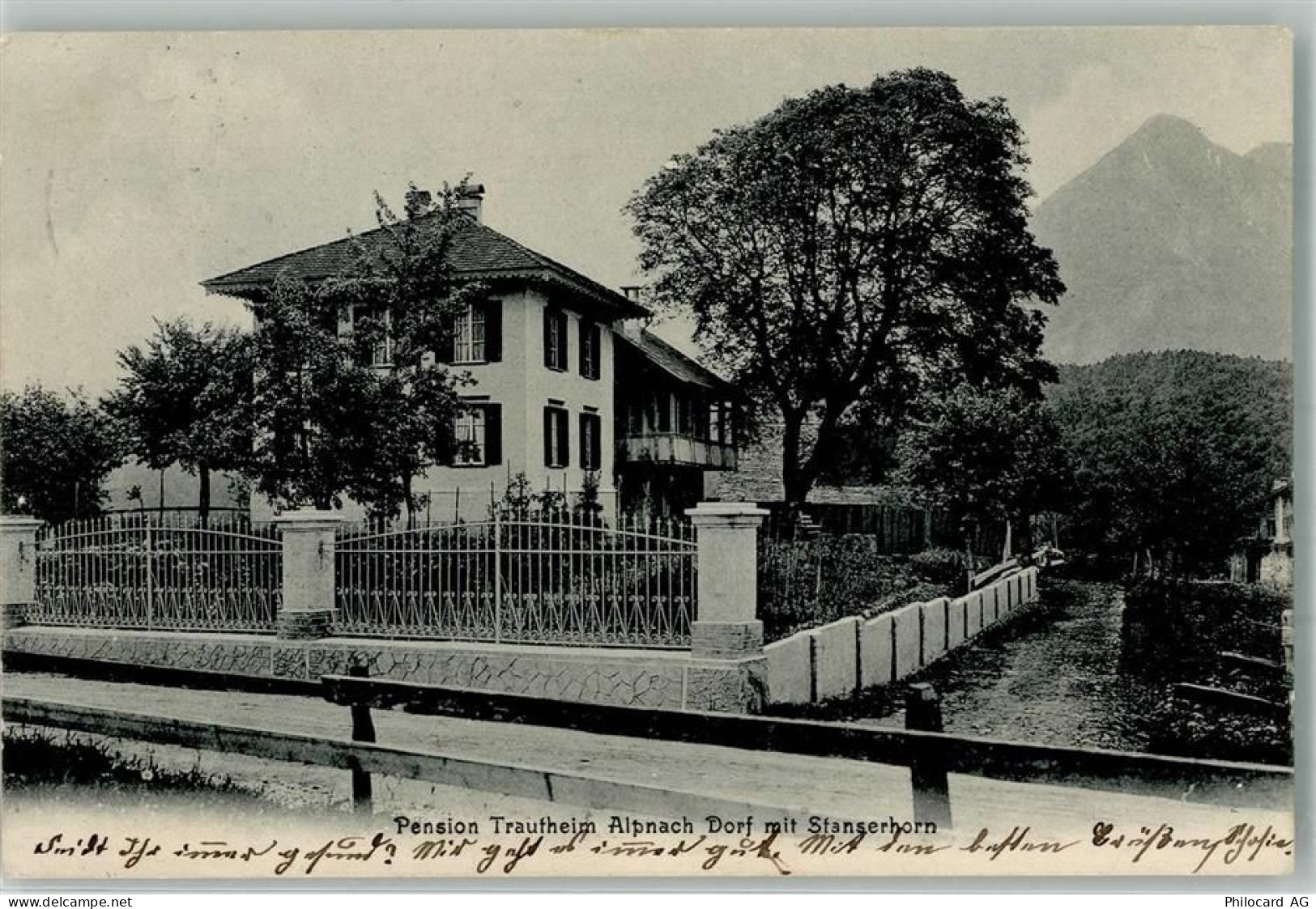 6055 Alpnach Dorf 1911 Foto AK Pension Trautheim - 13556364