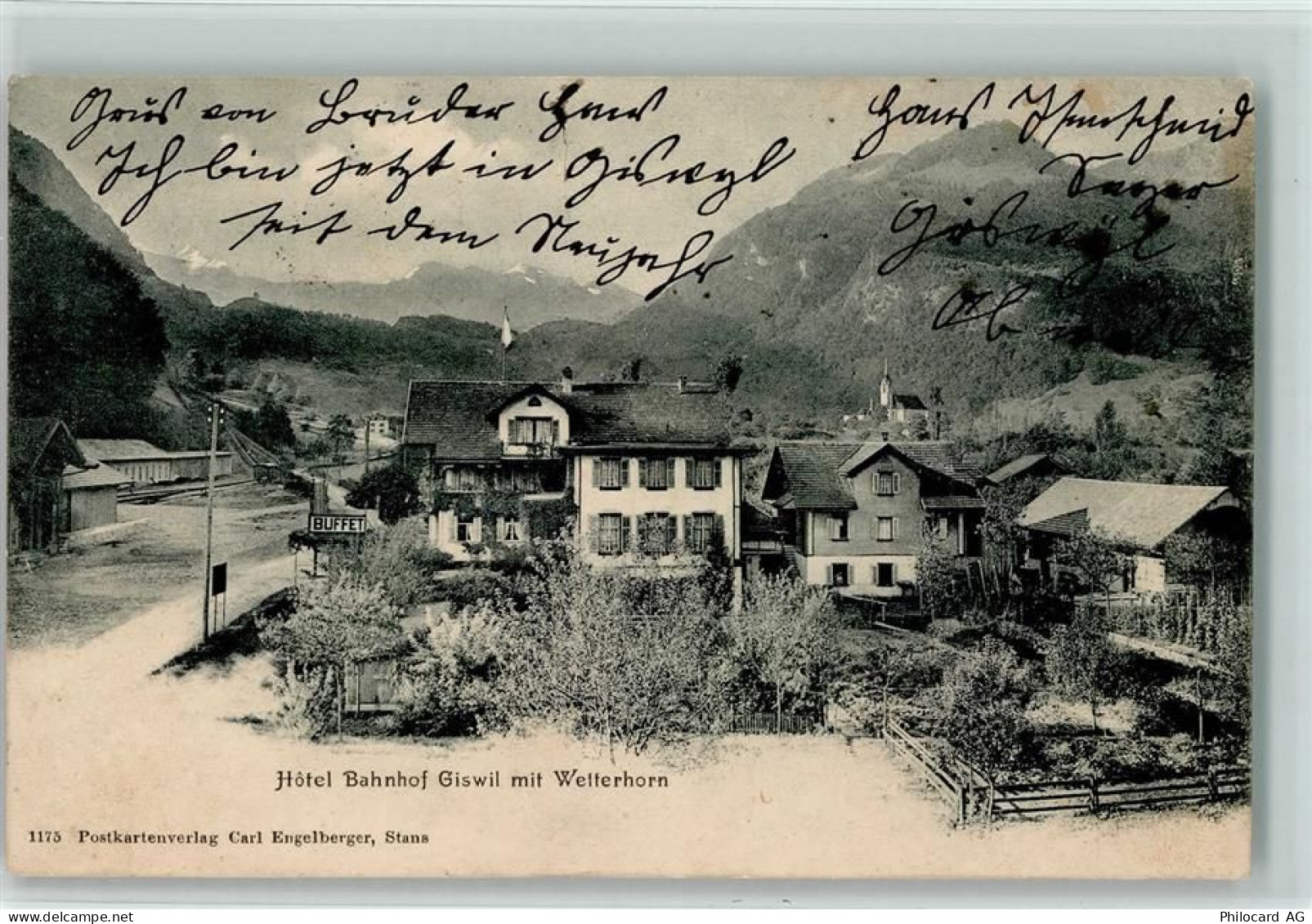 6074 Giswil 1903 - Hotel Bahnhof Giswil mit Wetterhorn - 13218573