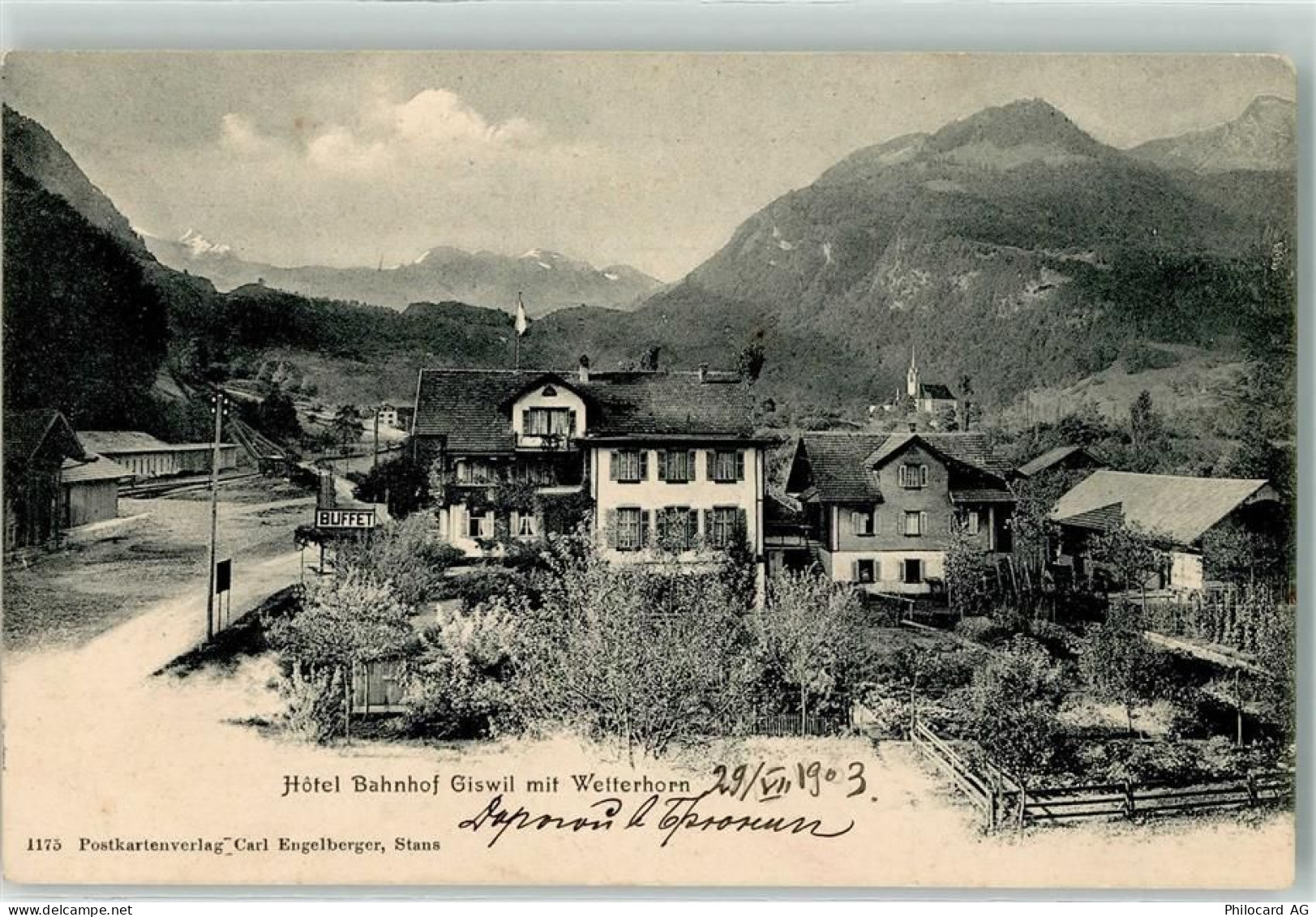 6074 Giswil 1903 - Hotel Bahnhof mit Wetterhorn - 13251080