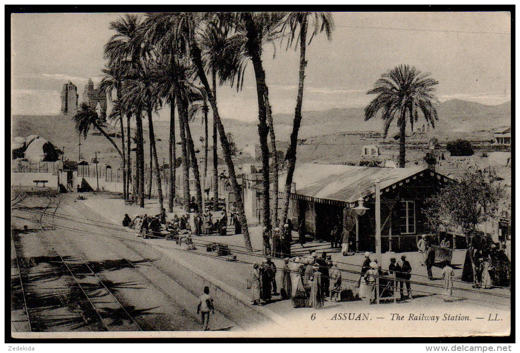 6111 - alte Ansichtskarte - Assuan The Railway Station - Estación Estacion La Gare