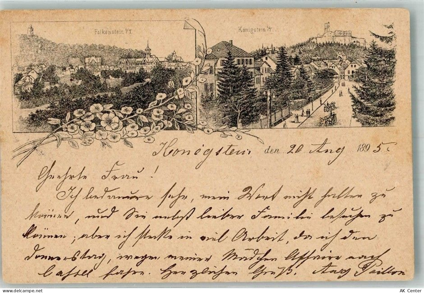 61462 W6240 Königstein im Taunus 1895 Lithographie Vorläufer Druck um 18... - 13671689