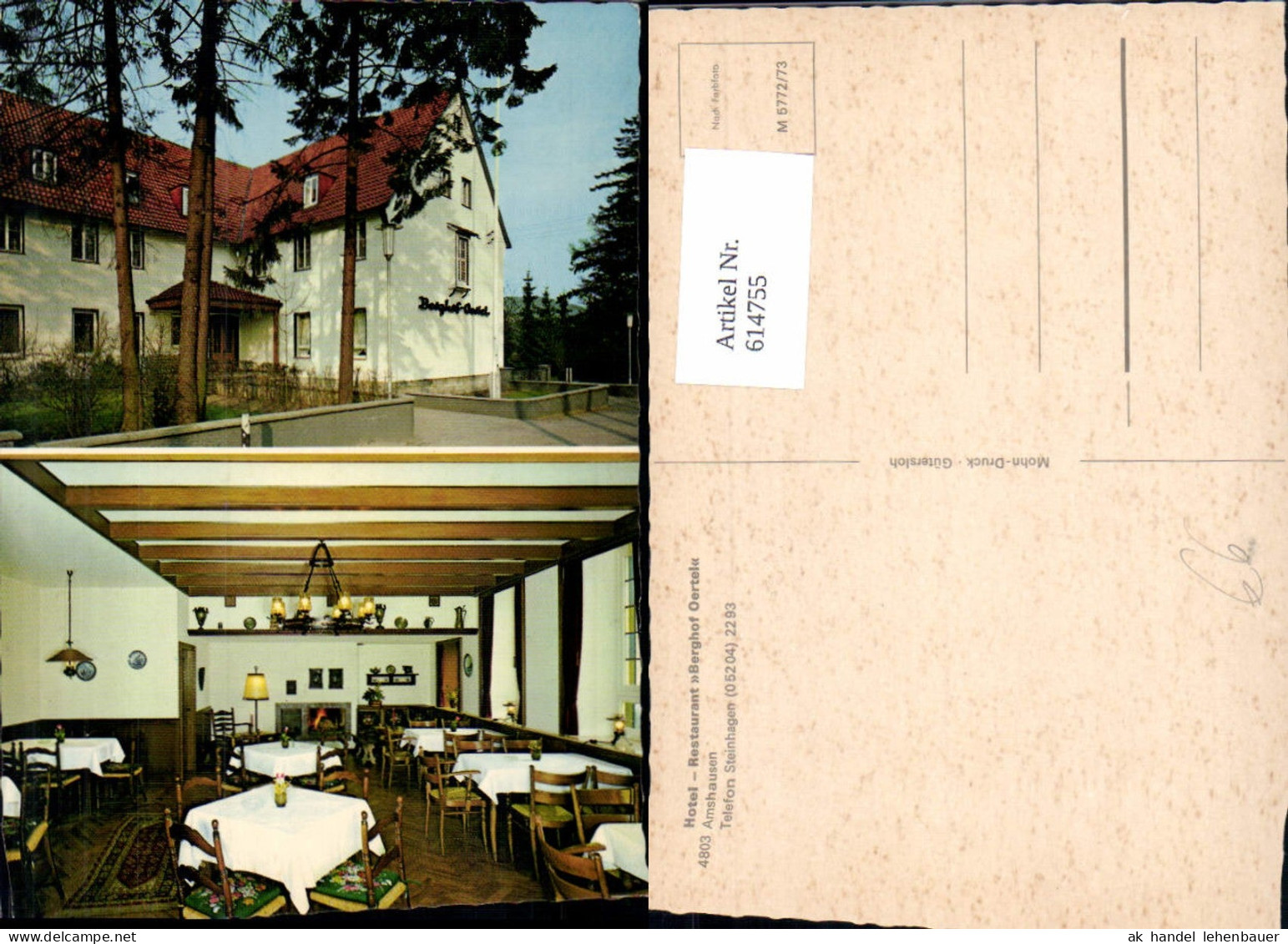 614755,Mehrbild Ak Amshausen Steinhagen Hotel Restaurant Berghof Oertel