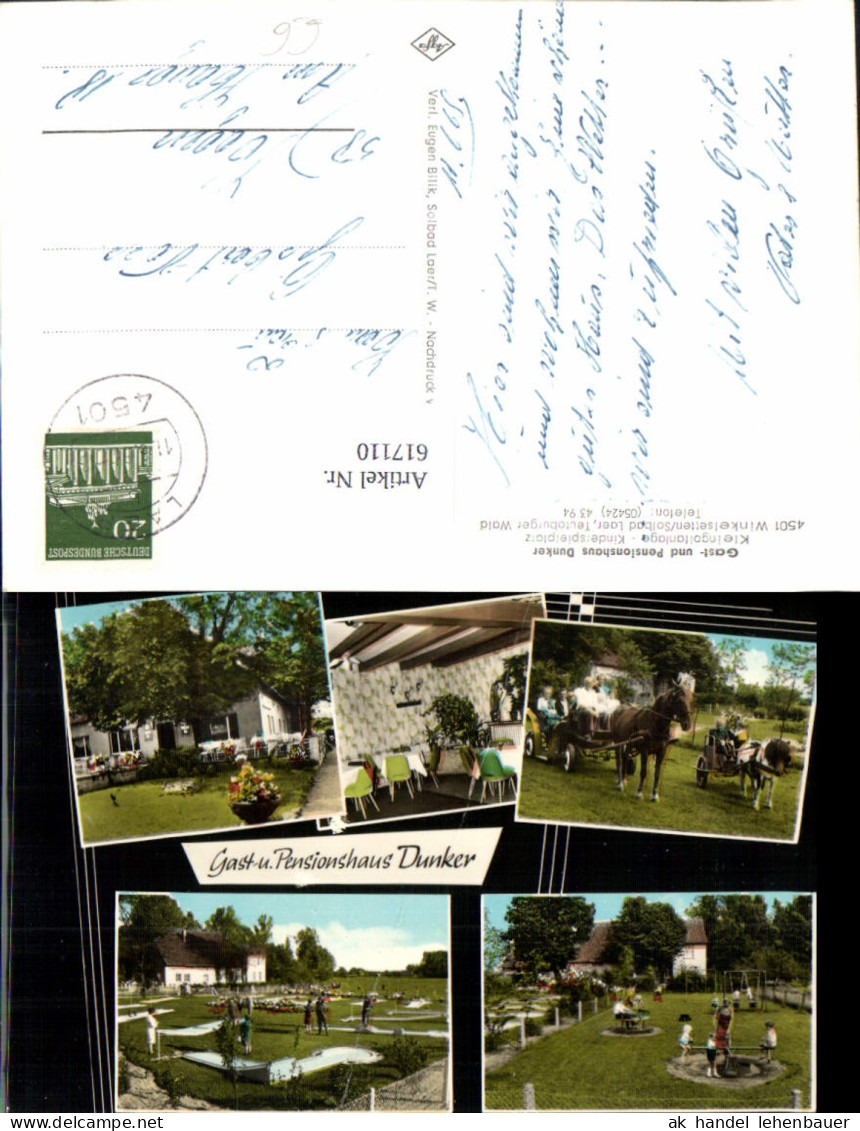 617110,Mehrbild Ak Winkelstetten Bad Laer Teutoburger Wald Gasthaus Pension Dunker Pferde Kutsche