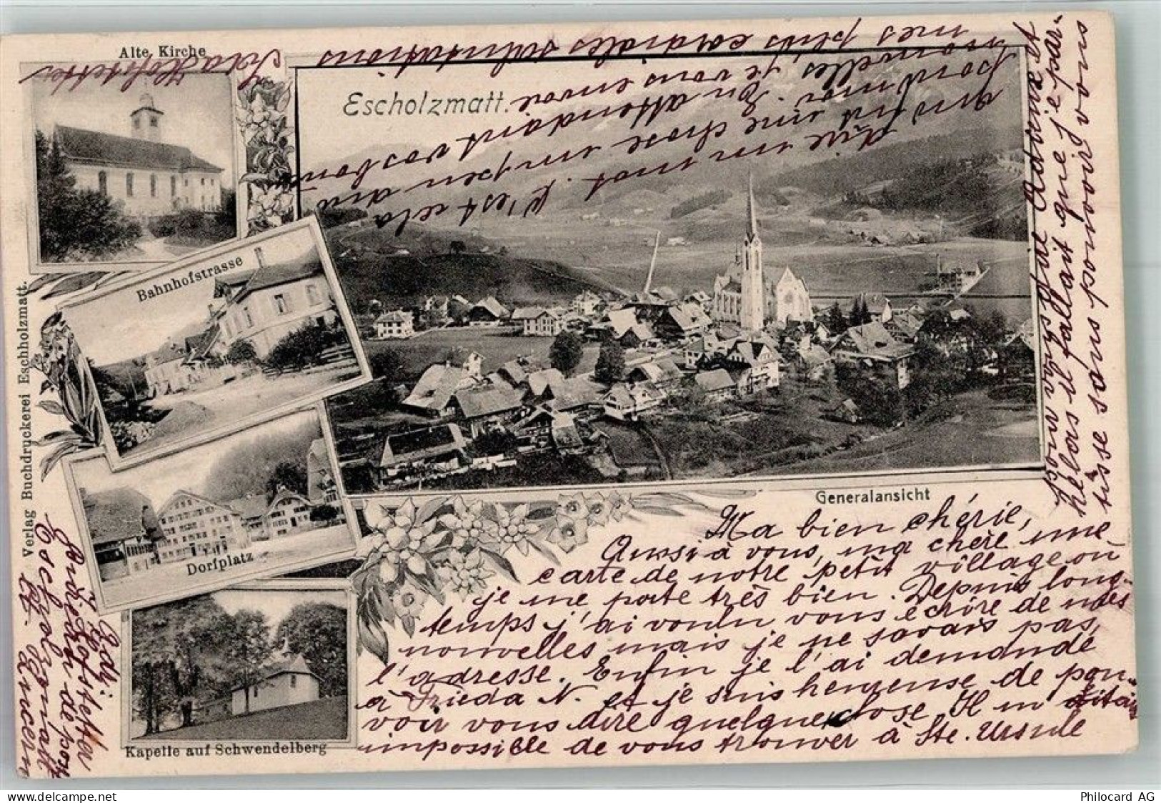 6182 Escholzmatt 1904 Foto AK Dorfplatz Kirche Bahnhofstrasse Kapelle Sc... - 13597838