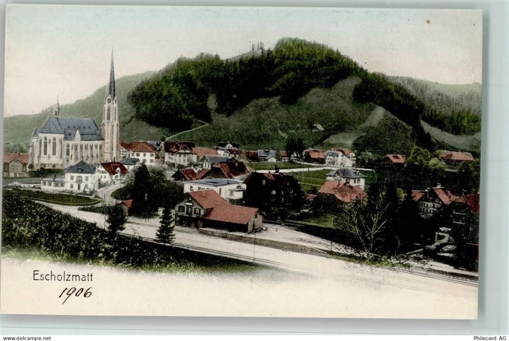 6182 Escholzmatt 1906 - Teilansicht mit Bahnhof AK - 13208876
