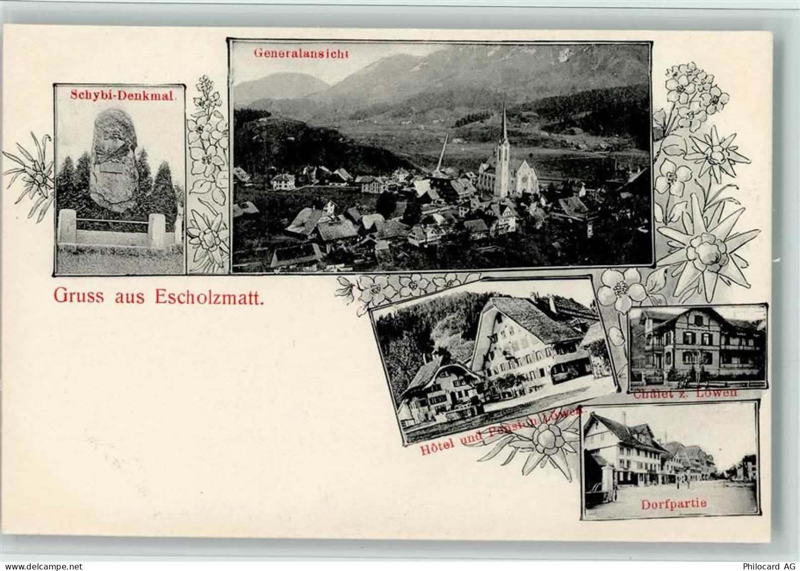 6182 Escholzmatt 1919 - Schybi Denkmal, Chalet z. Löwen, Erhaltung I AK... - 13407274