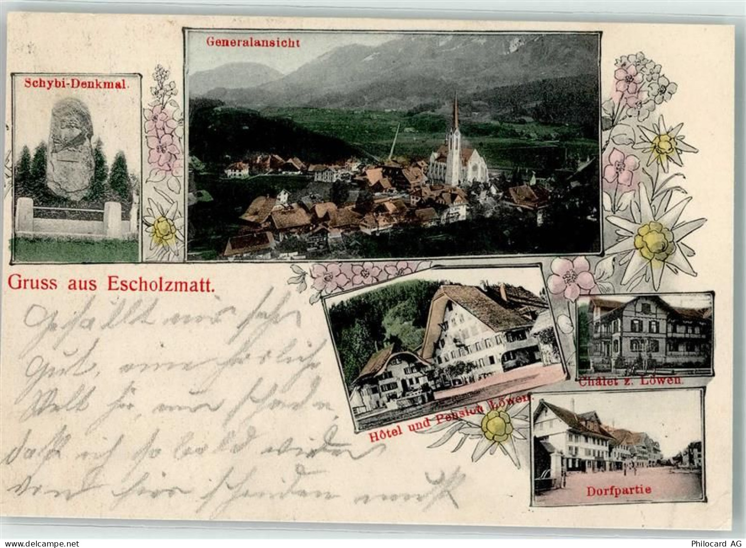 6182 Escholzmatt Gebrauchsspuren Schybi Denkmal Hotel Pension Löwen Chal... - 13444708