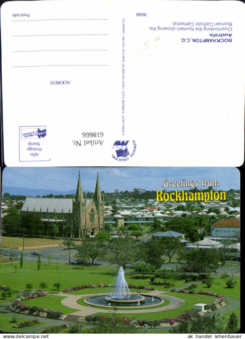 618666,Rockhampton Overlooking the fountain showing the Roman Catholic Cathedral Australia