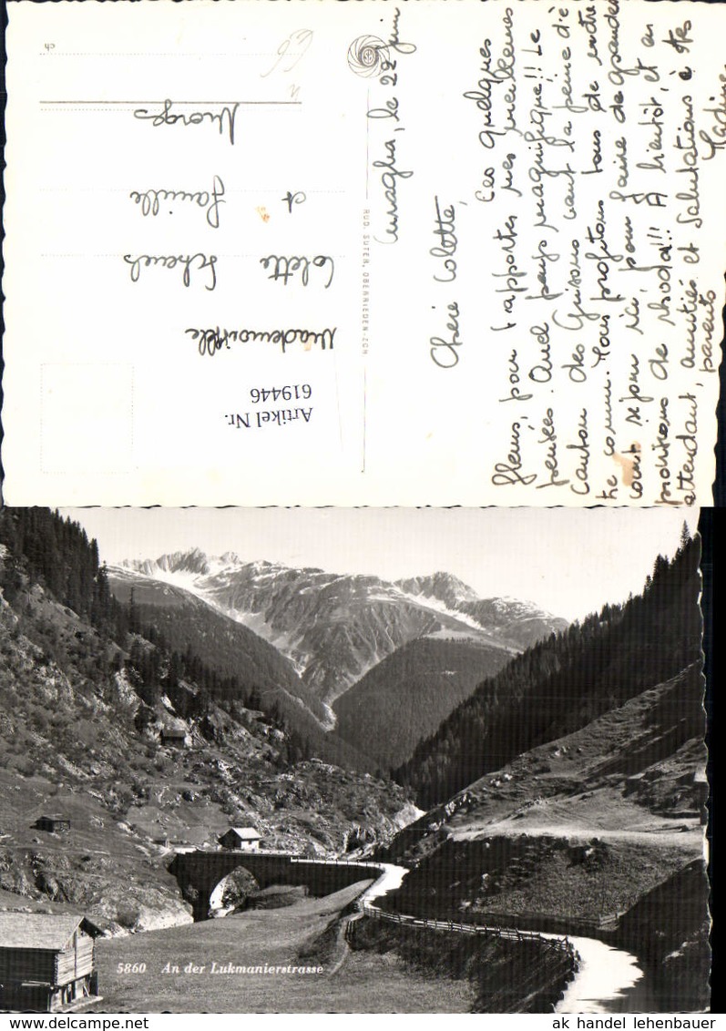 619446,Foto Ak An der Lukmanierstrasse Br&uuml;cke Disentis Disentis/Must&eacute;r