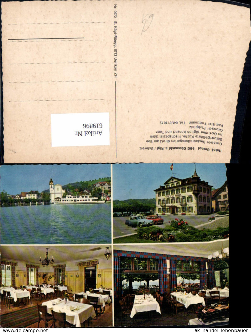 619896,Mehrbild Ak Küssnacht a. Rigi Hotel Seehof Hotel du Lac Seehof Restaurant Innen