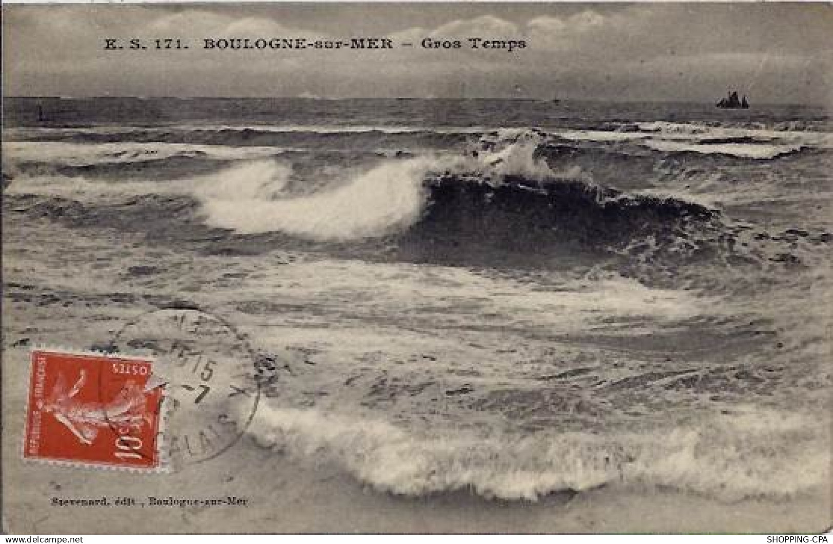 62 - Boulogne-sur-Mer - Gros temps - La mer - Voyagé - Dos divisé