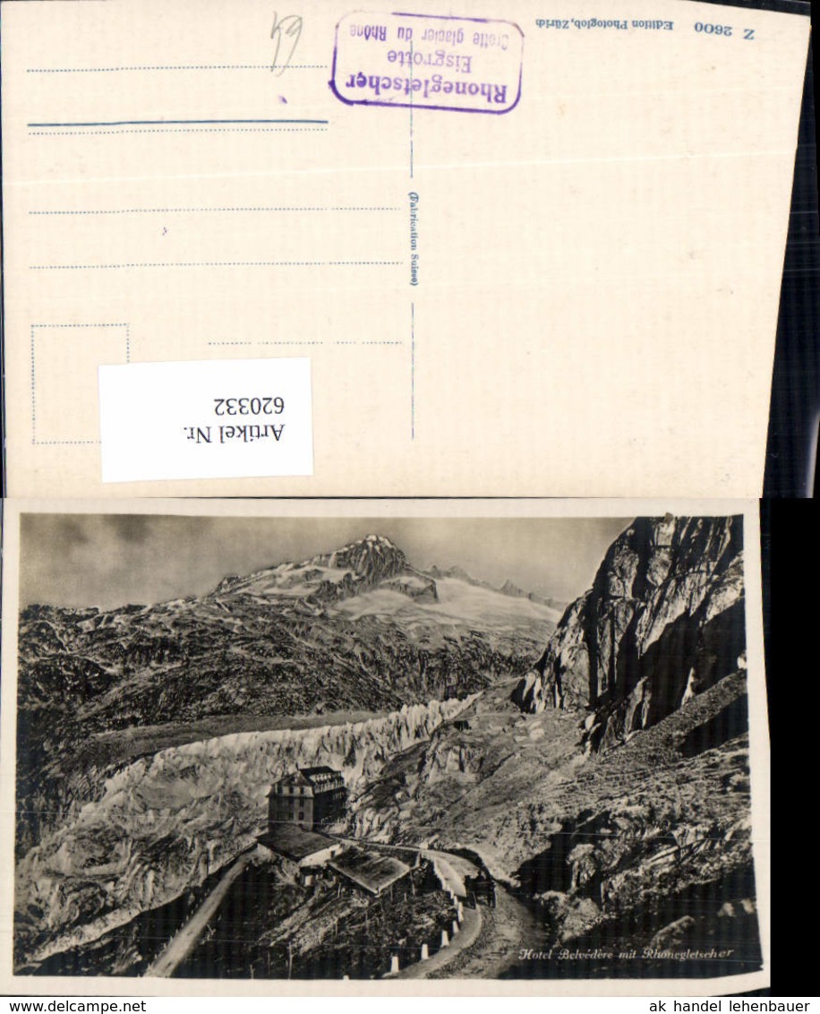 620332,Foto Ak Furka Hotel Belvedere m. Rhonegletscher Obergoms