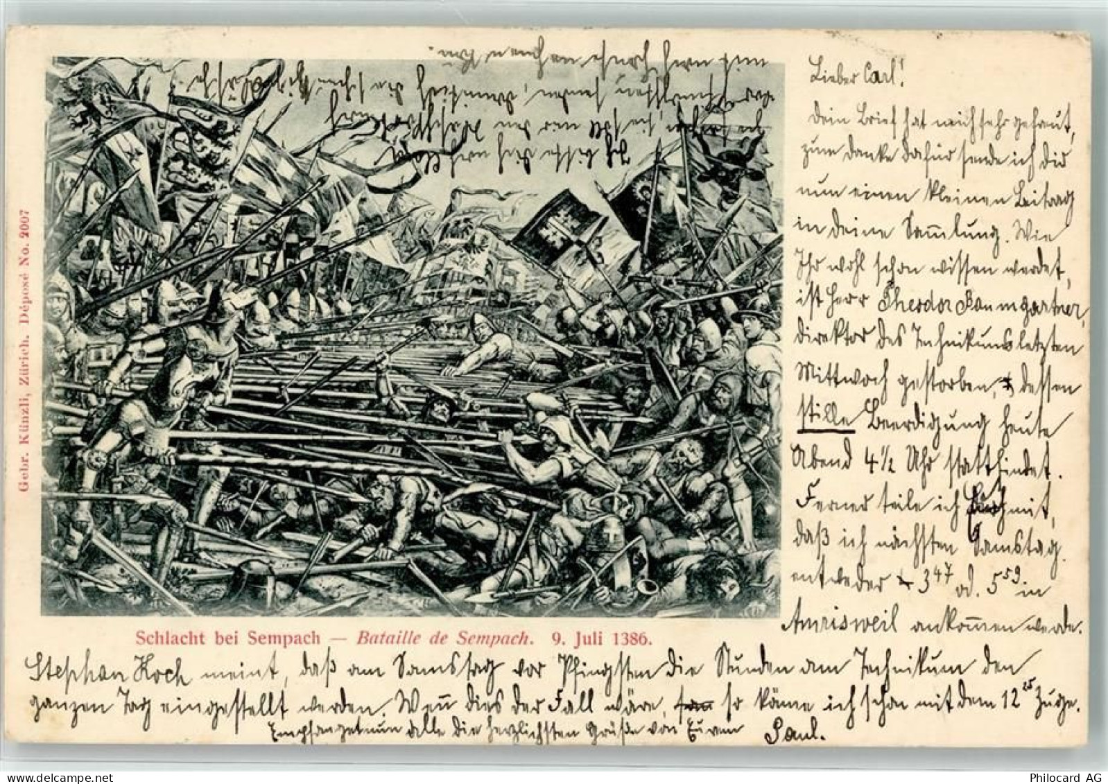 6204 Sempach 1900 Lithographie / Künstlerkarte Schlacht bei Sempach 1386... - 39495845