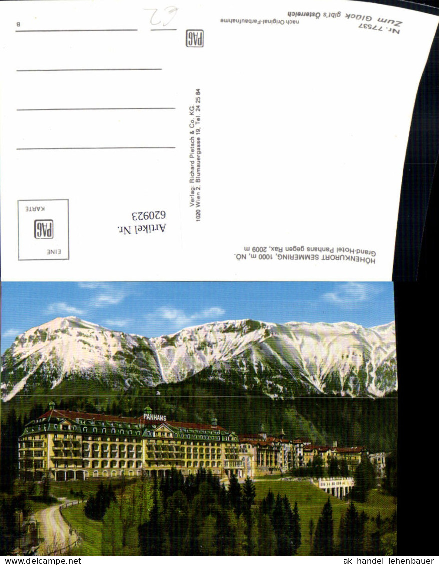 620923,Semmering-Kurort Semmering Grand Hotel Panhans geg. Rax