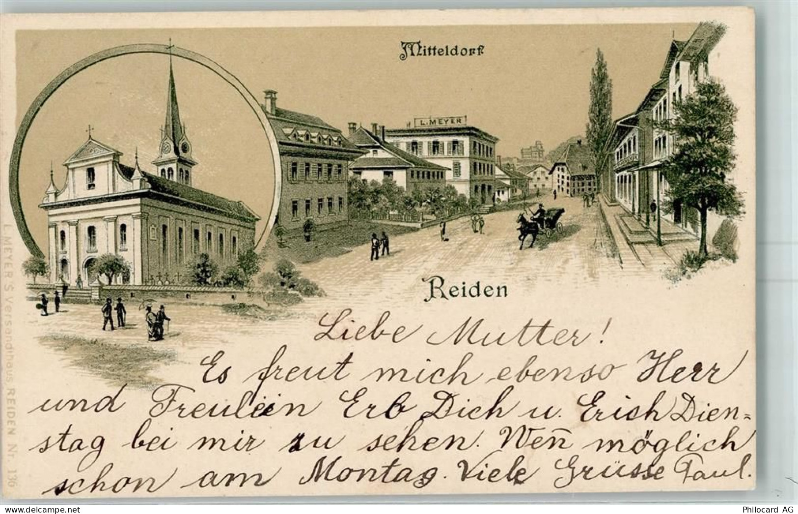 6260 Reiden 1903 Lithographie Gruss aus Mitteldorf AK - 13603619