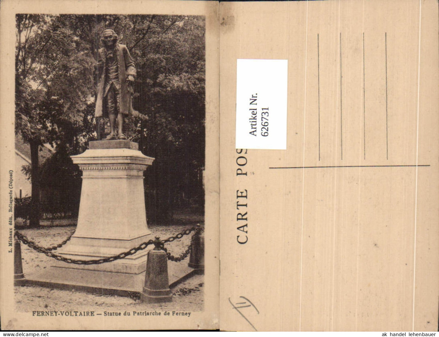 626731,Ferney-Voltaire Statue du Patriarche de Ferney Statue France