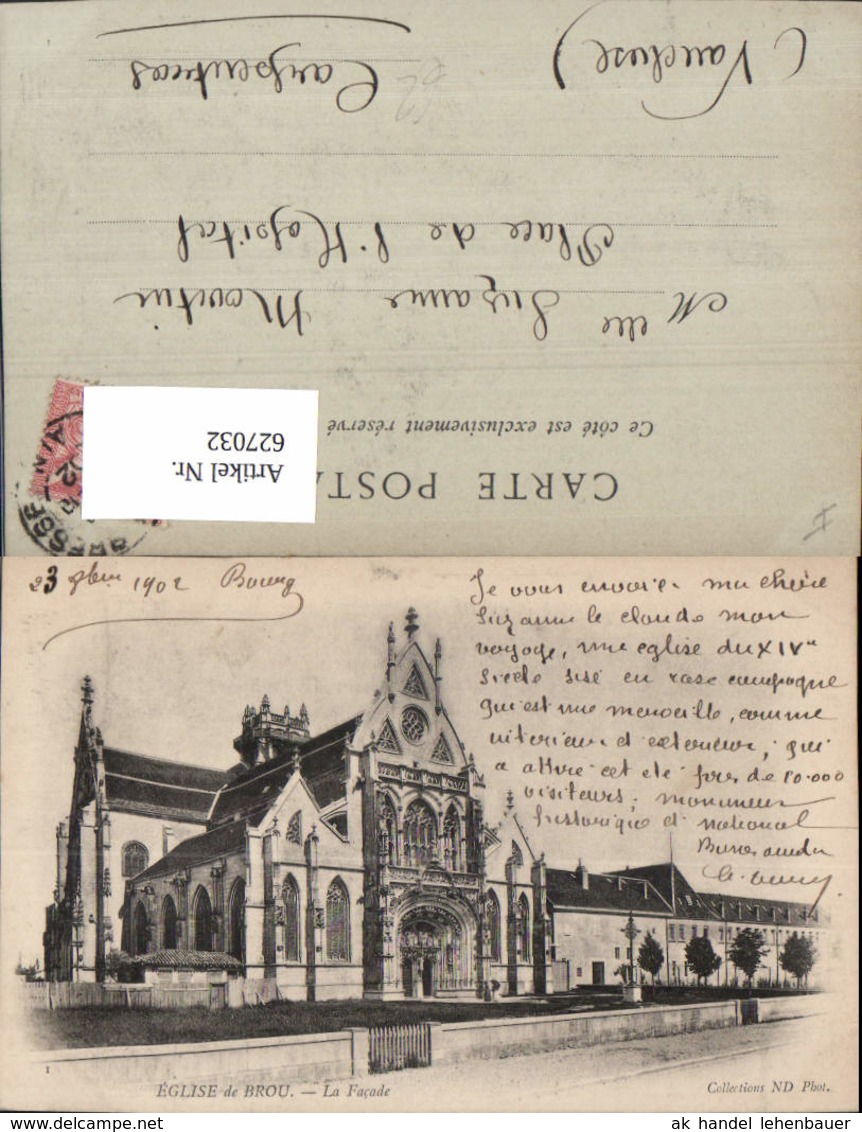 627032,Bourg Eglise de Brou La Facade Kirche France