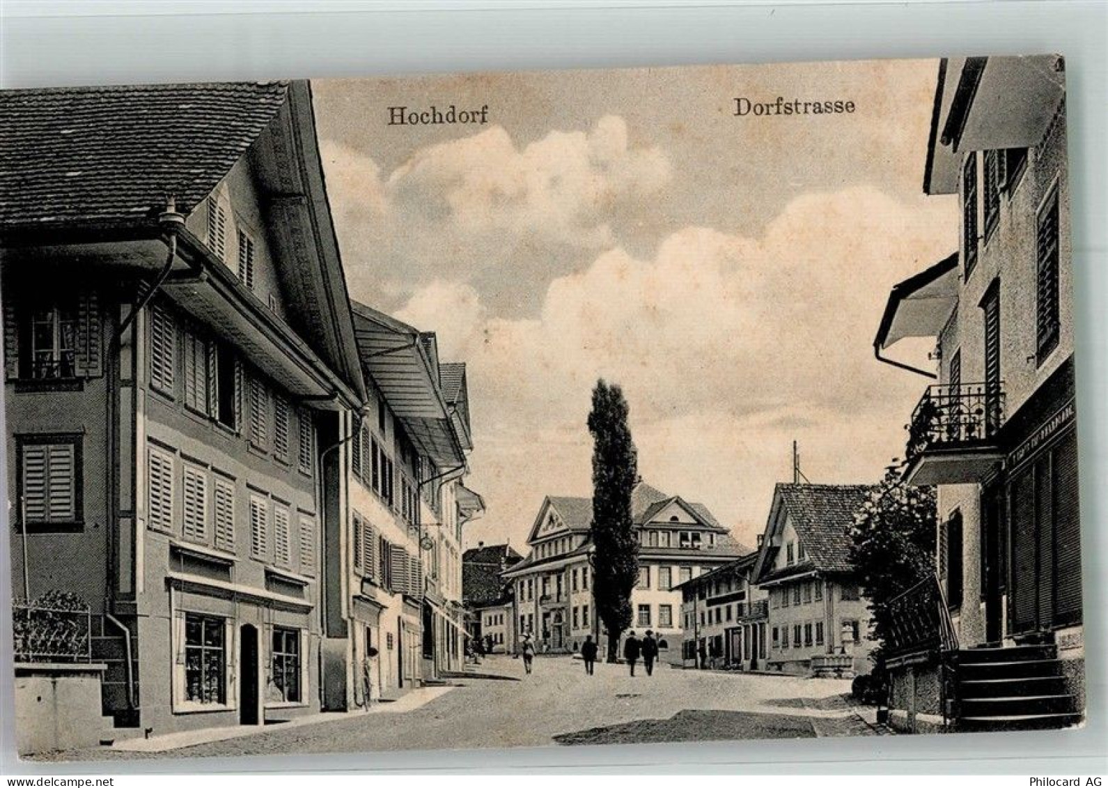 6280 Hochdorf 1918 Foto AK Dorfstrasse - 13597753