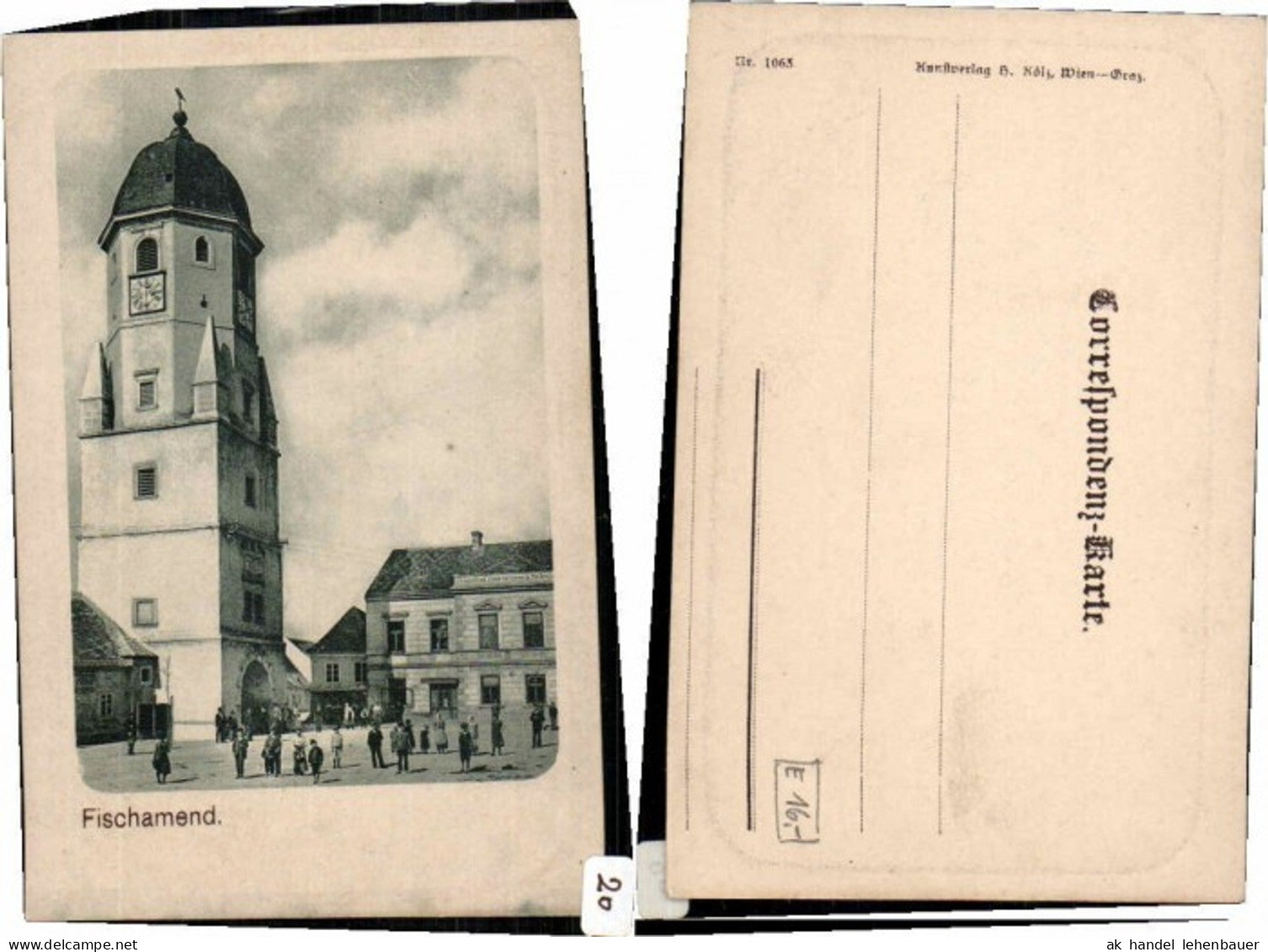 62801,Fischamend Partie a.d. Kirche Leute 1900