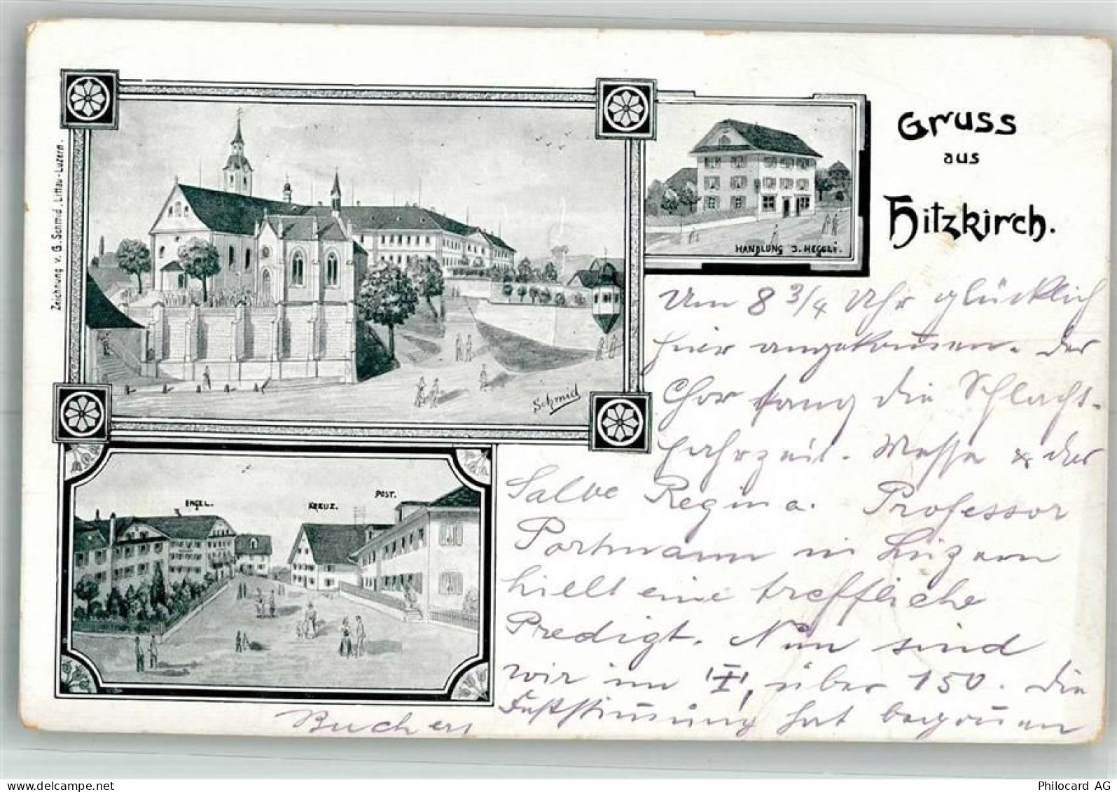 6285 Hitzkirch 1902 Foto AK Postamt Gasthaus Kirche Handlung - 13666313