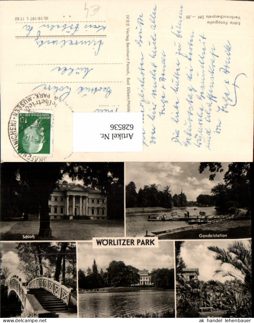 628536,Mehrbild Ak Oranienbaum-Wörlitz Wörlitz Wörlitzer Park Gondelstation Palmen Schloss