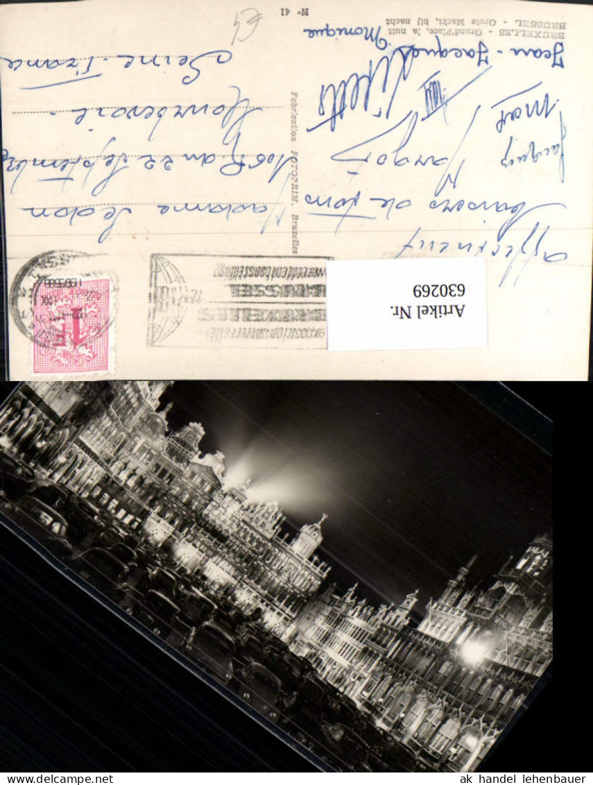 630269,Foto Ak Bruxelles Brüssel Grand Place la nuit Grote Markt bij nacht Belgium