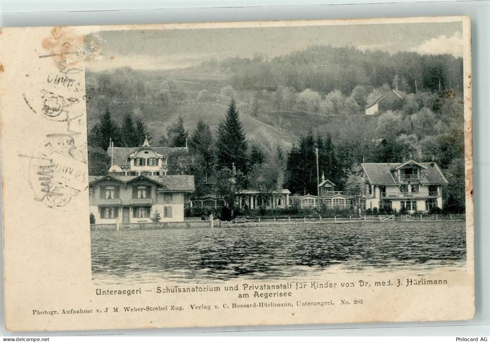 6314 Unterägeri 1902 Gebrauchsspuren Schulsanatorium und Privatanstalt f... - 10217557