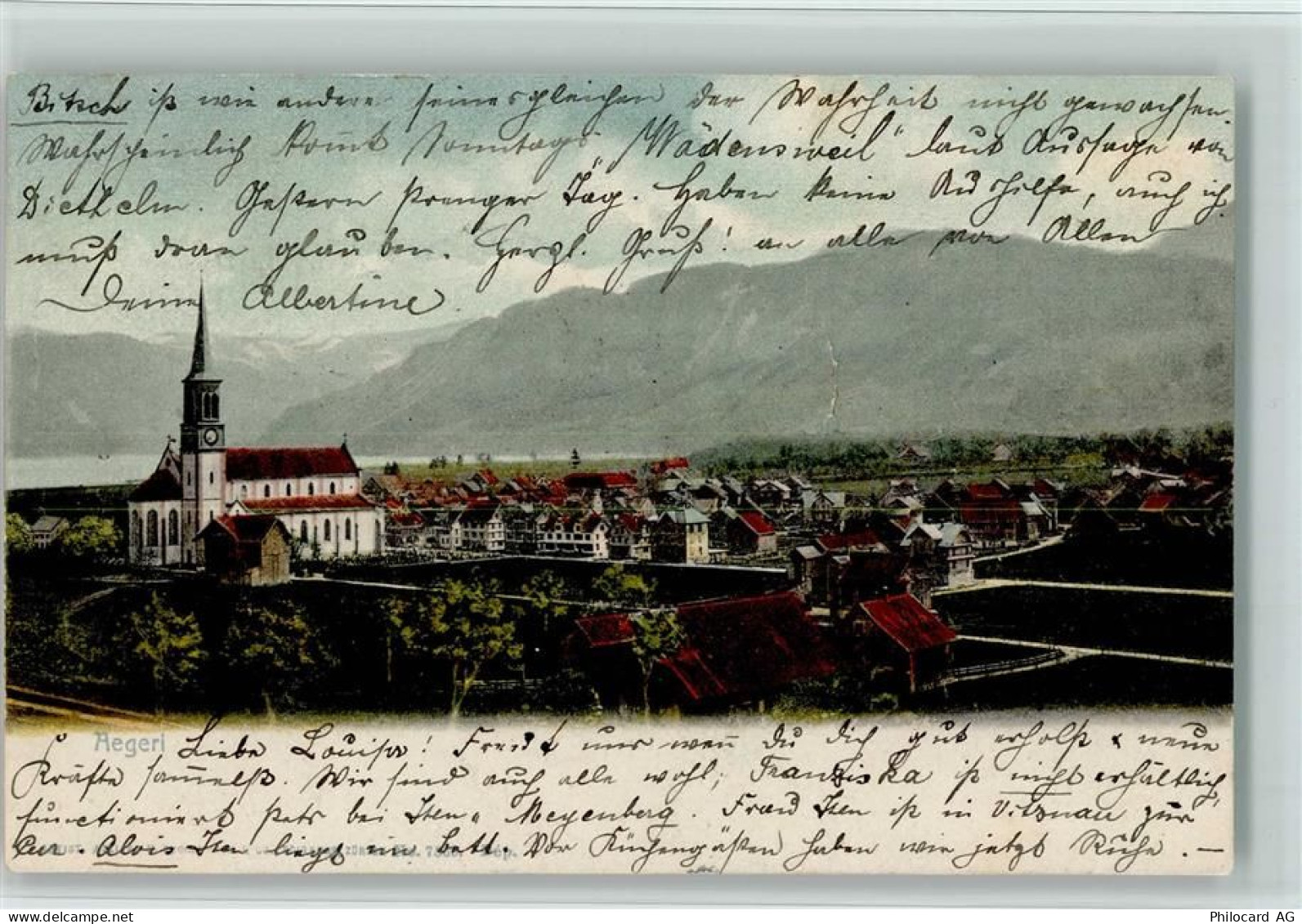 6314 Unterägeri - Teilansicht mit Kirche, gute Erhaltung AK - 13077682