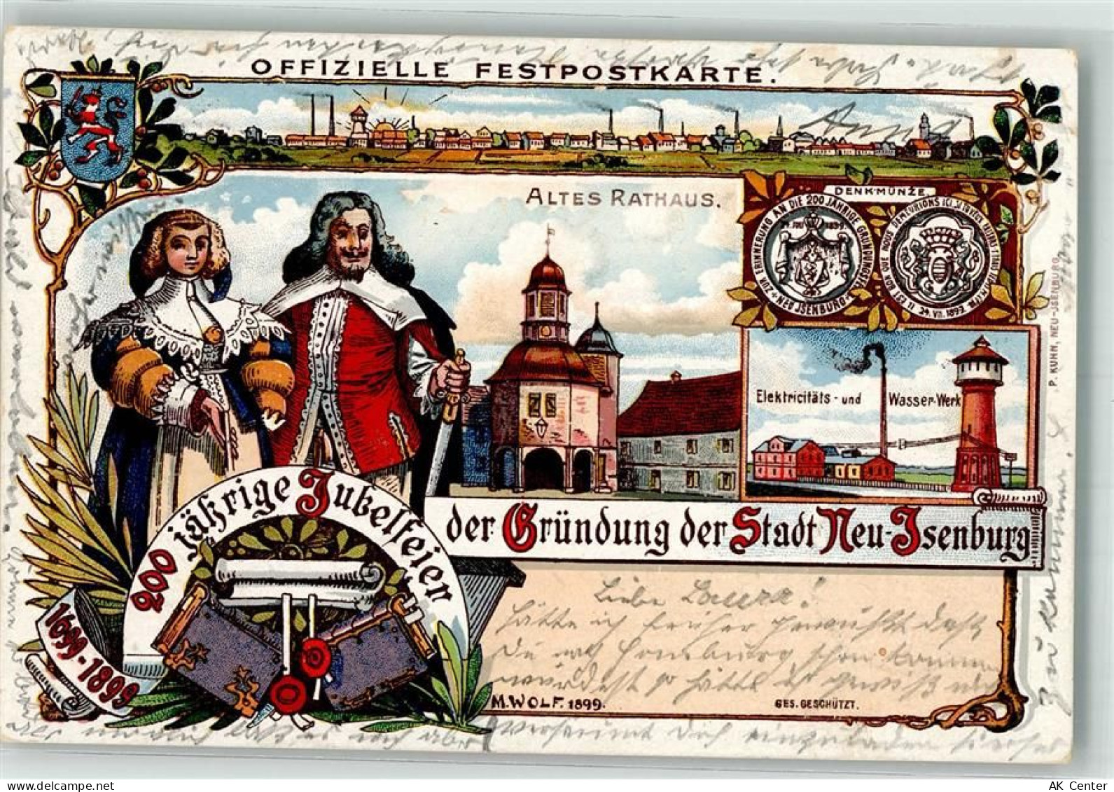63263 W6078 Neu-Isenburg Lithographie / Künstlerkarte 900 Jahr-Feier Grü... - 13562557