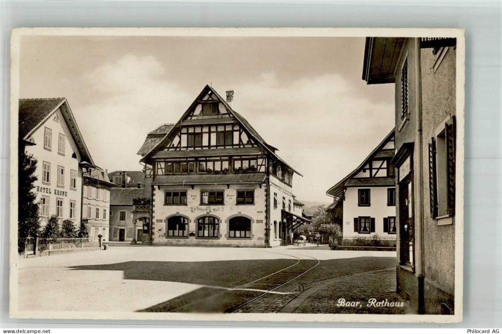 6340 Baar 1954 Foto AK Hotel Krone Rathaus - 10749753
