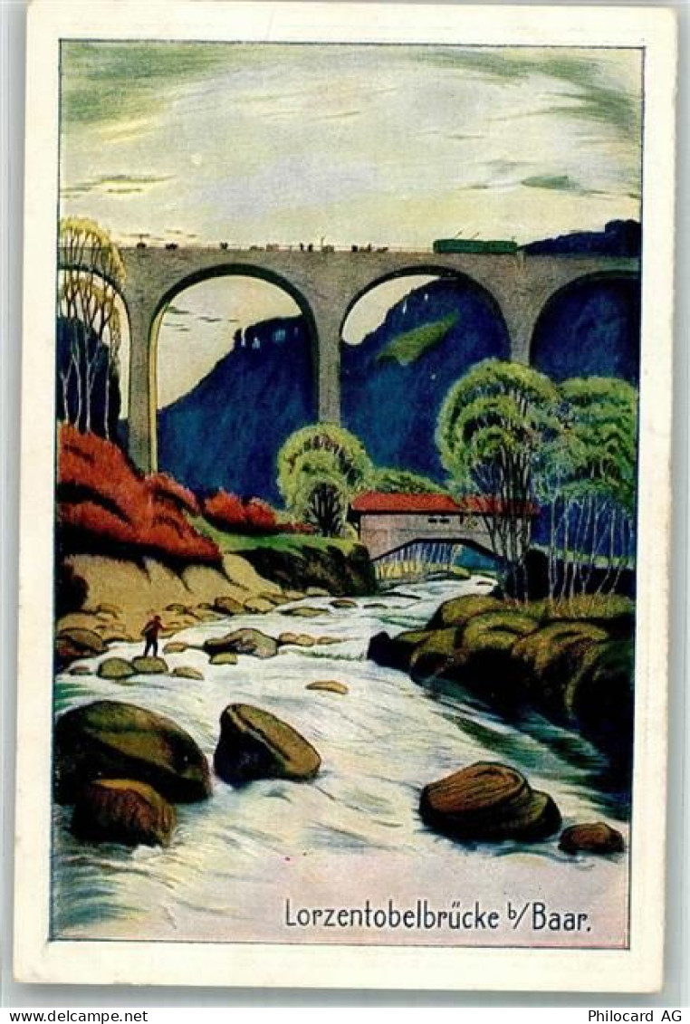 6340 Baar Lithographie / Künstlerkarte Lorzentobelbrücke Sängerfest 1927... - 14000814