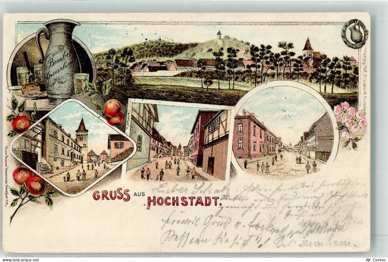 63477 W6457 Hochstadt , Hess 1897 Lithographie Bembel Speierling Rathaus... - 13618780