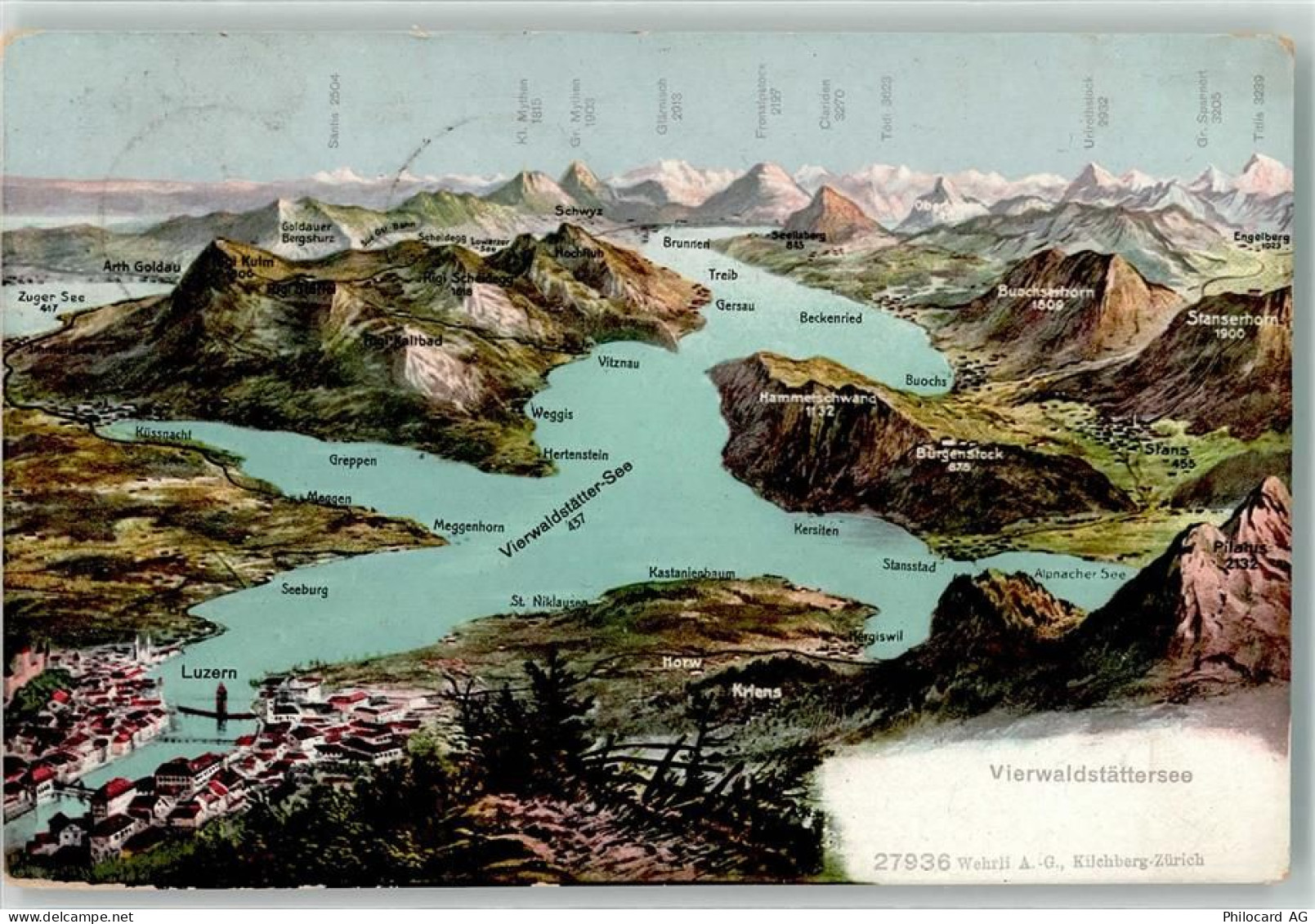 6374 Buochs 1907 - Vierwaldstättersee Vogelschau - 39497841