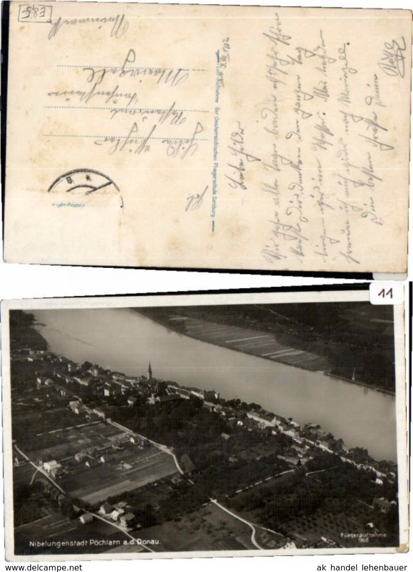 63741,Fliegeraufnahme P&ouml;chlarn a.d. Donau 1930