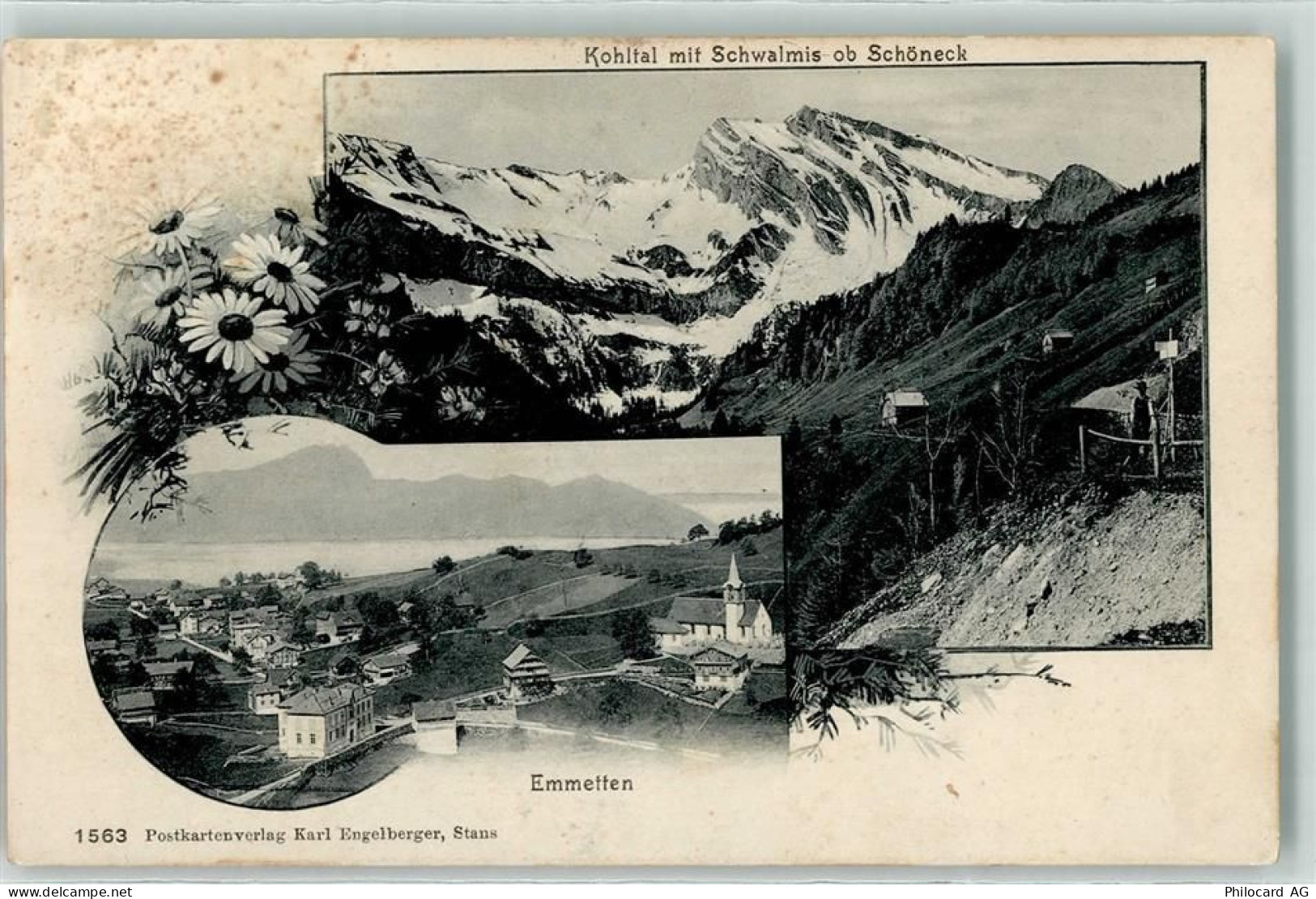 6376 Emmetten 1909 Gebrauchsspuren Kohltal Schwalmis ob Schöneck Kirche... - 13906963