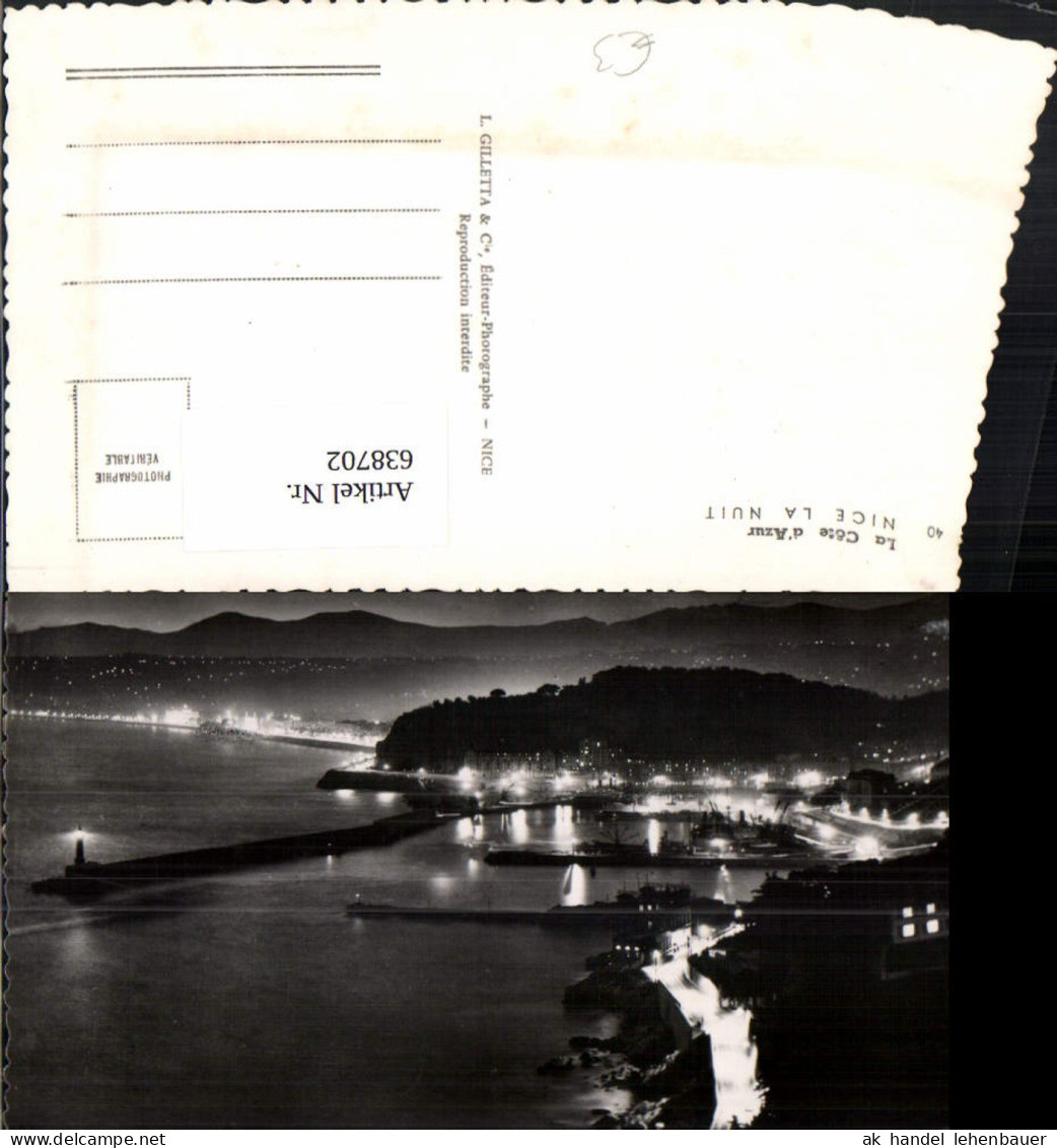 638702,Foto Ak La Cote d Azur Nice Nizza la Nuit b. Nacht France