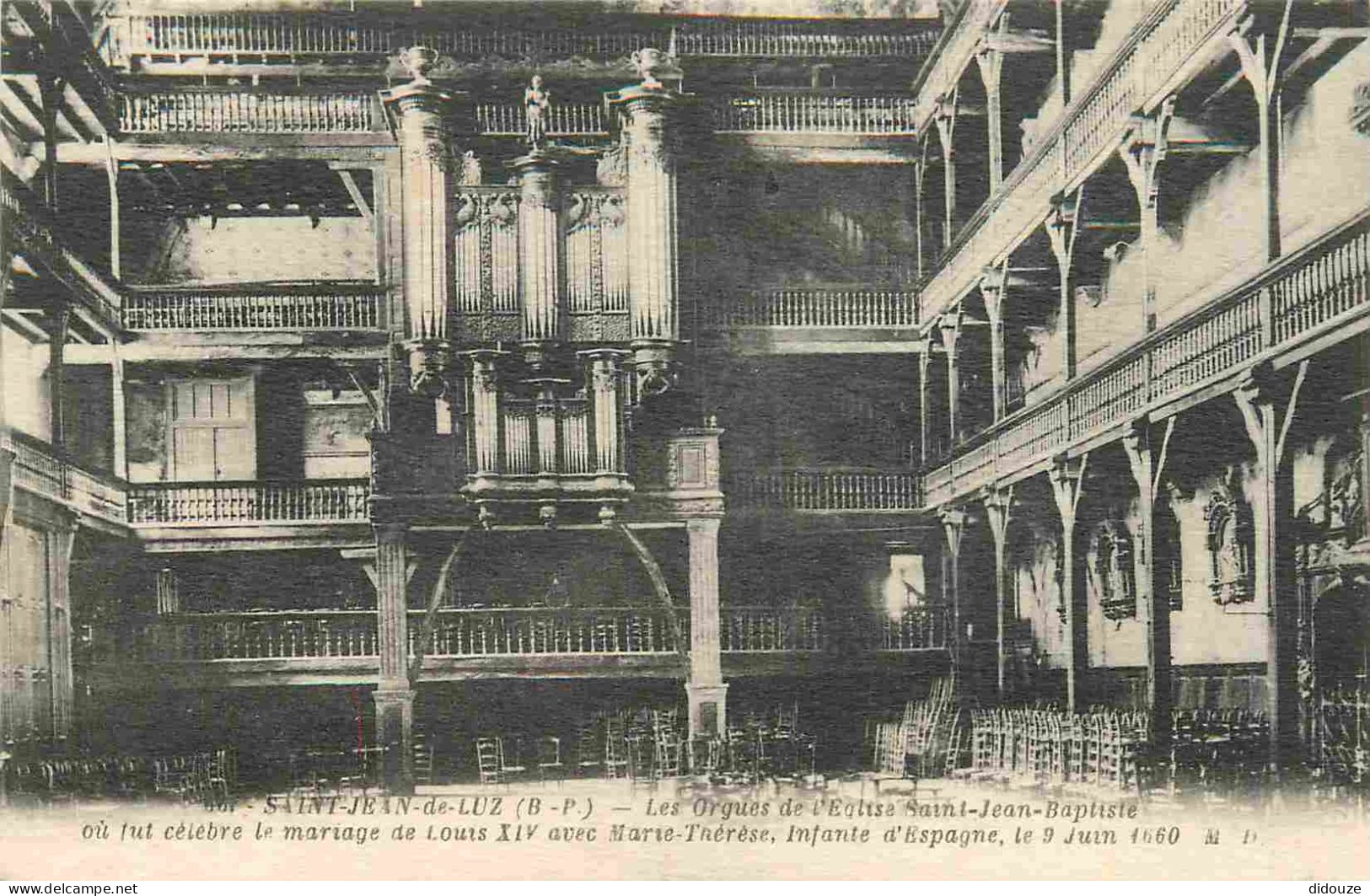 64 - Saint Jean de Luz - intérieur de l'Eglise Saint Jean Baptiste - CPA - Voir Scans Recto-Verso