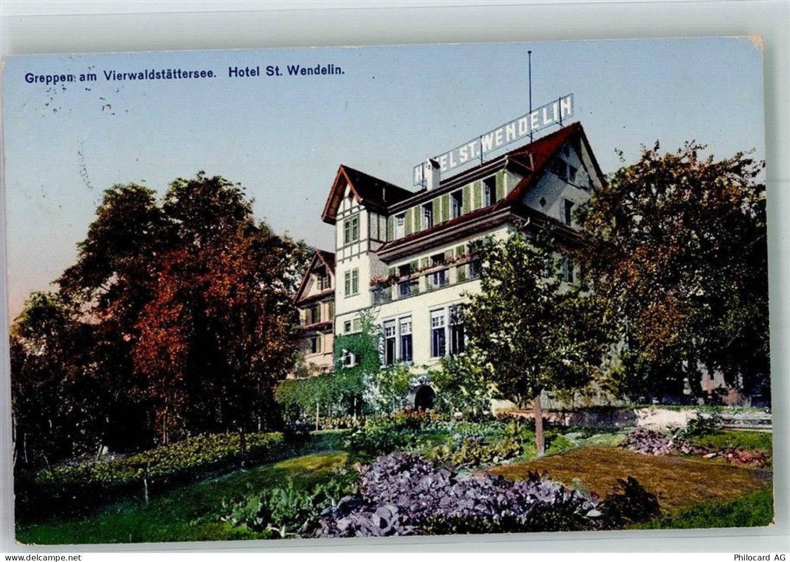 6404 Greppen 1924 Foto AK Hotel St. Wendelin - 13597746