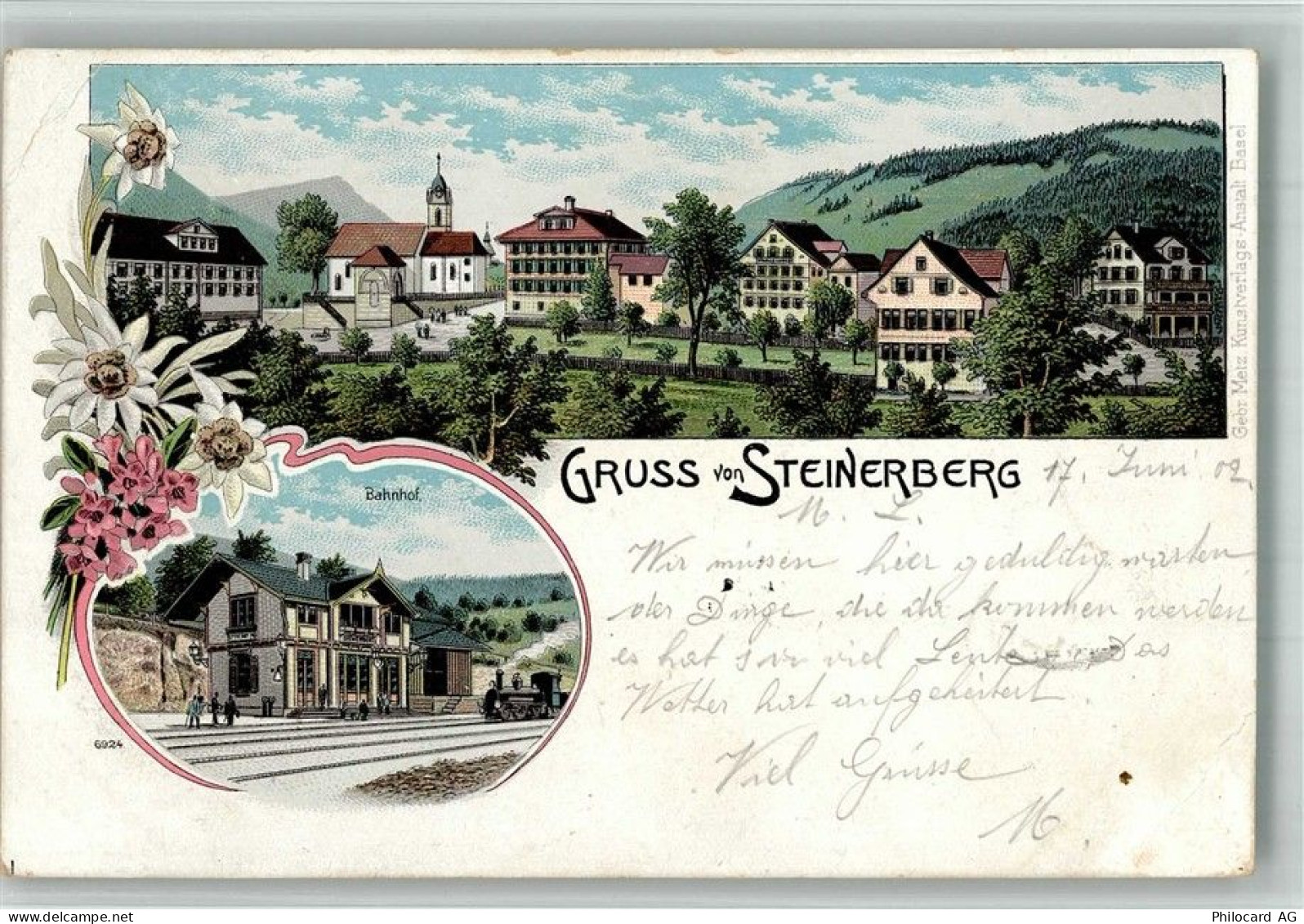 6416 Steinerberg 1902 BOAKC Bahnhof Eisenbahn Kirche - 13717468