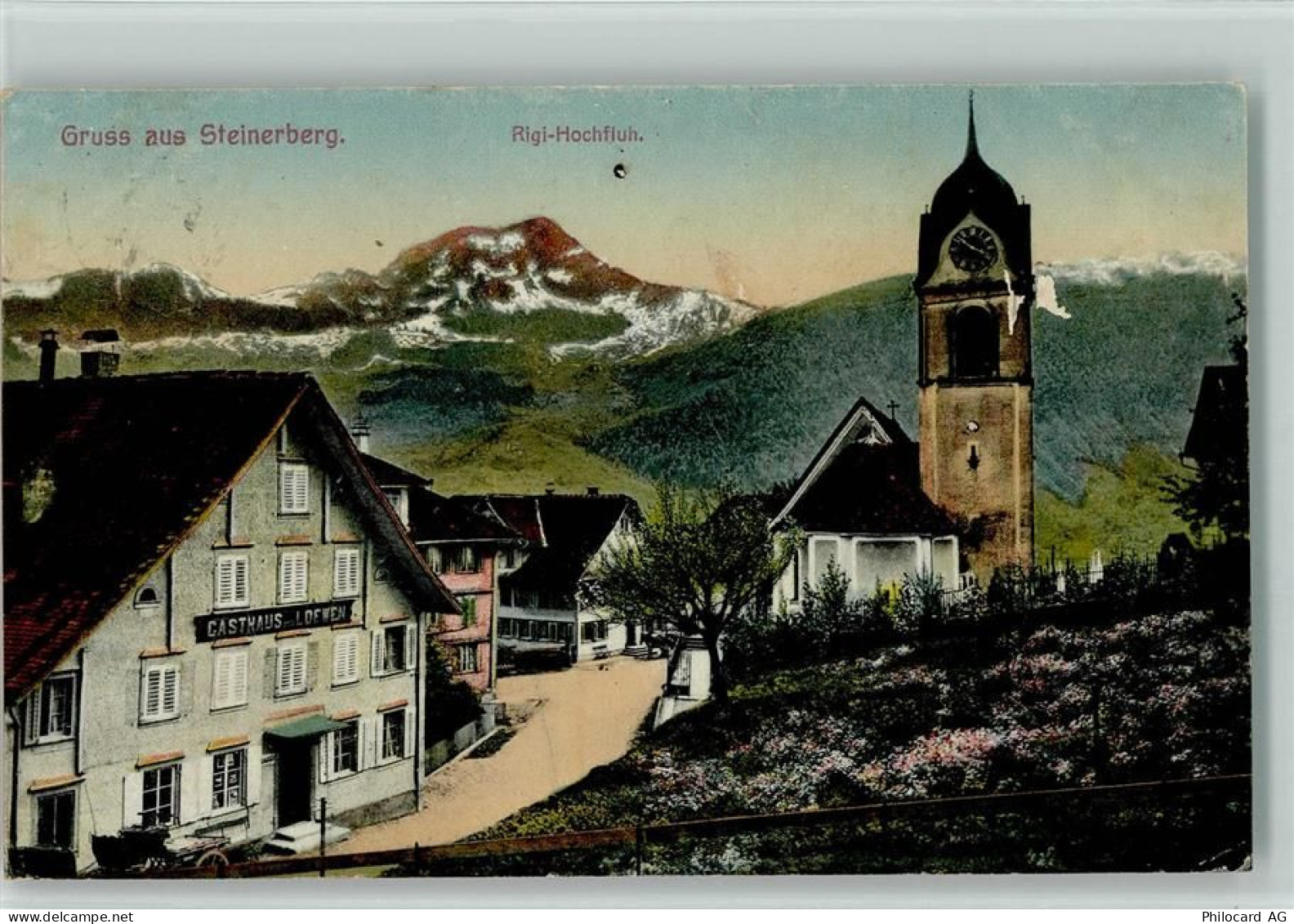 6416 Steinerberg 1914 Gebrauchsspuren Gasthaus zum Löwen AK - 13213314