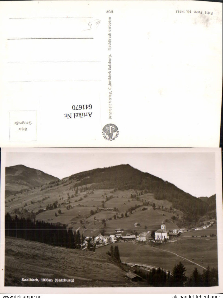 641670,Foto Ak Saalbach-Hinterglemm Saalbach Ansicht m. Kirche
