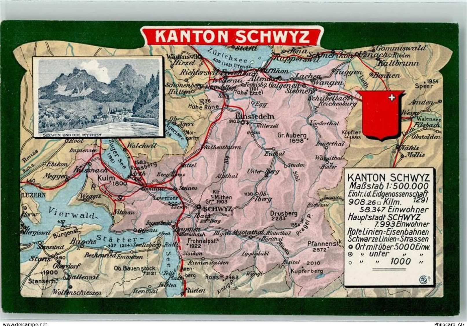 6423 Seewen SZ - Landkarte Kanton Schwyz Mythen - 13123294